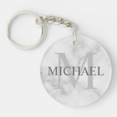 Klassy Marble - Gepersonaliseerd monogram en naam Sleutelhanger (Voorkant)