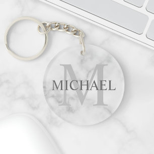 Klassy Marble - Gepersonaliseerd monogram en naam Sleutelhanger