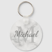 Klassy Marble - Gepersonaliseerd monogram en naam Sleutelhanger (Voorkant)