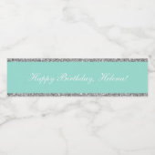 Klasy Aqua & Silver Glitter Birthday Water Flacon Waterfles Etiket (Enkel label)