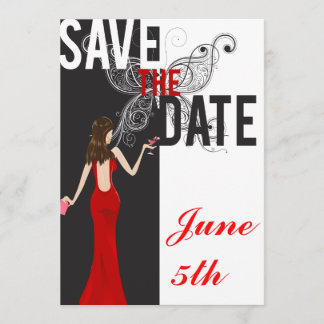 Klaszwart, wit en rood sparen de Datum Save The Date