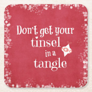 Klatergoud in een Tangle Christmas Quote Vierkante Kartonnen Onderzetter