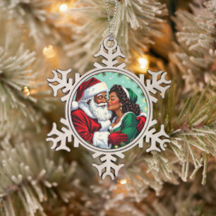 Klaus Heer en Mevrouw Kerstmis Zoete Kerst  Tin Sneeuwvlok Ornament