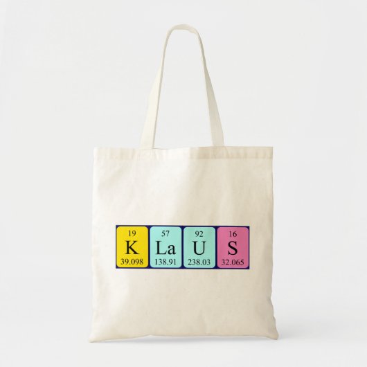 Klaus periodiek table name canvas tas (Voorkant)