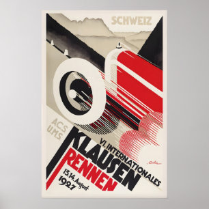 Klausenrennen Schweiz Affiche Vintage Art sur mesu