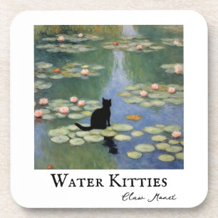 Klauw Monet Water Lelies Kat Vijver Bier Onderzetter