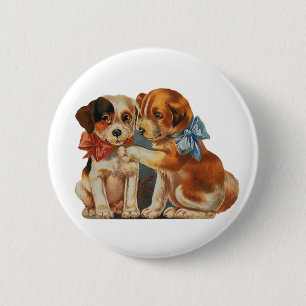 klauw Valentijnse Puppy Love van twee honden Ronde Button 5,7 Cm