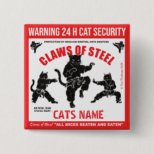 Klauwen van Staal Gepersonaliseerde Kattenbeveilig Vierkante Button 5,1 Cm