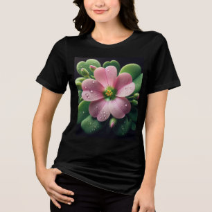 Klaver Bloemen Roze en Groene Oxalis Tri-Blend Shirt
