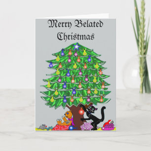 Klaver de kat Kerstmis Feestdagen Kaart