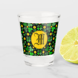 Klaver en gouden munten op zwart om te personalise shot glas