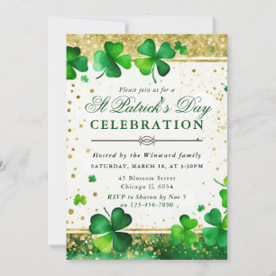 Klaver & Gouden Glitter Accenten St. Patrick's Dag Kaart