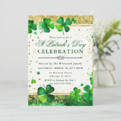 Klaver & Gouden Glitter Accenten St. Patrick's Day Kaart (Staand voorkant)