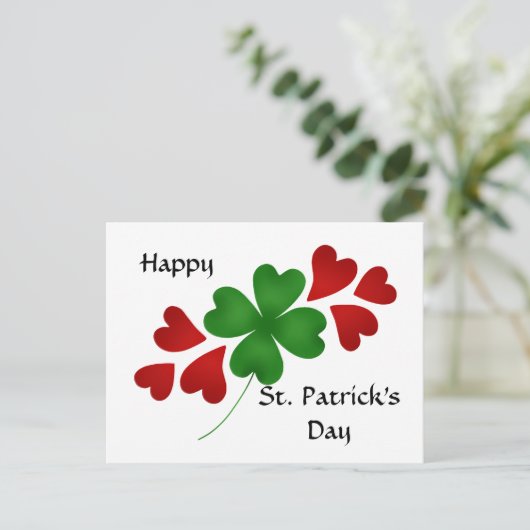 Klaver met harten briefkaart (Staand voorkant)