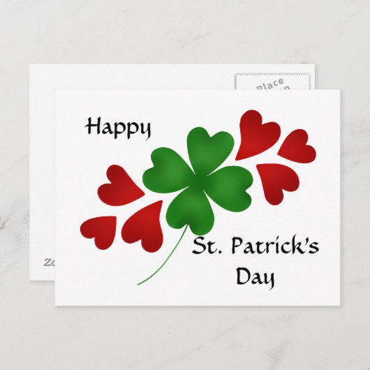 Klaver met harten briefkaart (Voorkant / Achterkant)