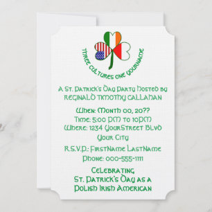Klaver Polen Ierland VS Vlag Personaliseer tekst Kaart