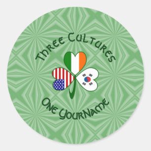 Klaver Vlaggen Zuid-Korea Ierland VS Persoonlijk Ronde Sticker