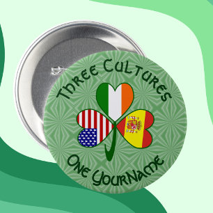 Klaverblad Spanje Ierland VS Vlaggen Ronde Button 7,6 Cm