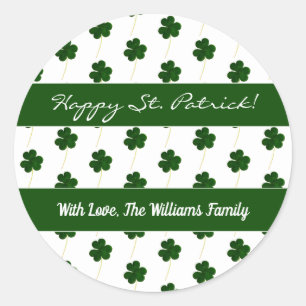 Klaverpatroon Gelukkig St. Patrick Ronde Sticker