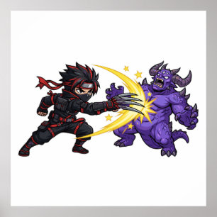 Klaw Strike Ninja vs Monster Chibi Anime RPG Game Poster