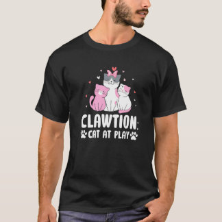 Klawtio Kat aan het Spelen Grappige Kattenliefhebb T-shirt