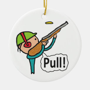 Klay Pigeon Trap Shooting Keramisch Ornament