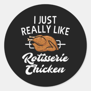 Kledij met kip uit de draaispit - Grappige kip lie Ronde Sticker