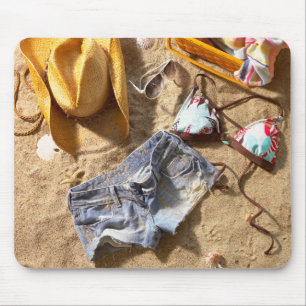 Kleding achter op strand muismat
