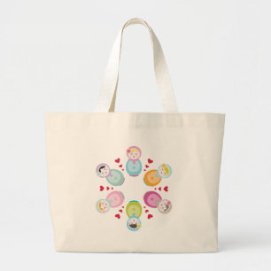 KLEDING:: babushka poppen - mandala Grote Tote Bag