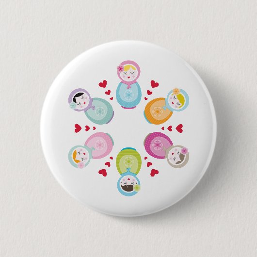 KLEDING:: babushka poppen - mandala Ronde Button 5,7 Cm (Voorkant)