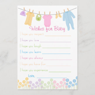 Kleding Baby shower wensen voor Baby spel Kaart