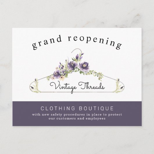 Kleding Boutique Grand Reopening Covid Safety Briefkaart (Voorkant)