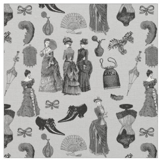 kleding dames victoriaans tijdperk toile zwart wit stof