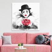 Kleding en Roos - Romantische zwarte witte schilde Canvas Afdruk (Insitu (Woonkamer))