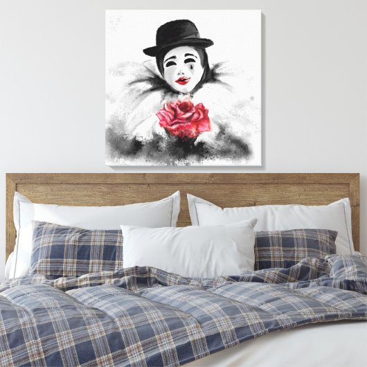 Kleding en Roos - Romantische zwarte witte schilde Canvas Afdruk (Insitu (Slaapkamer))