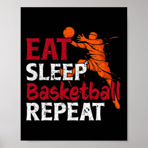Kleding Grappige Sketll Eten Slapen Sketll Herhale Poster
