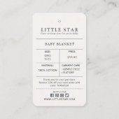 Kleding Hang Label met Prijs, Grootte, Stijl & Soc (Achterkant)