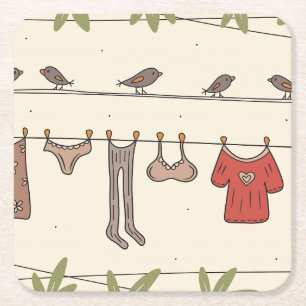 Kleding in de tuin vierkante kartonnen onderzetter