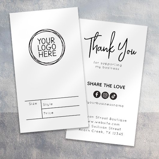 Kleding Label Prijs Maat Logo Hang Label