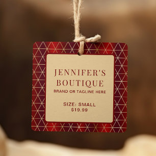 Kleding Labels Klein Bedrijf Luxe Rood Geometrisch