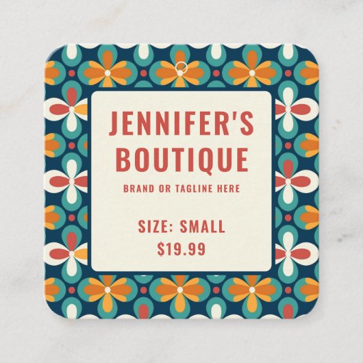 Kleding Labels Klein Bedrijf Retro Bloemen Patroon (Voorkant)