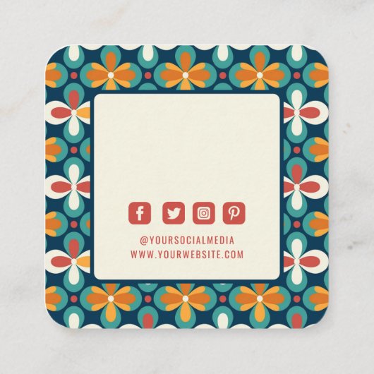 Kleding Labels Klein Bedrijf Retro Bloemen Patroon (Achterkant)