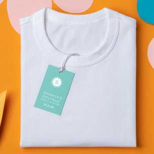 Kleding Labels Kleine Bedrijf Turquoise Wit