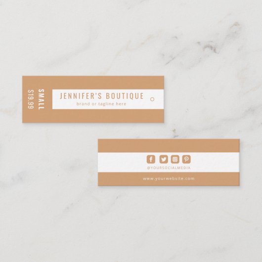 Kleding Labels Kleine Onderneming Tan Witte Prijs (Voorkant / Achterkant)