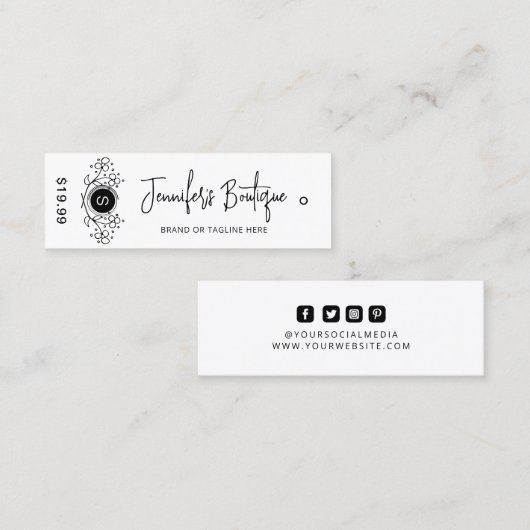 Kleding Labels Kleine Onderneming Witte Prijs Labe (Voorkant / Achterkant)