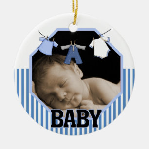 Kleding op een lijn Baby Boy Foto Ornament