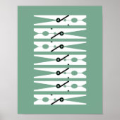 Kleding toont zwart-wit groen washuis Kunst Poster (Voorkant)