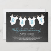 Kleding Uitnodiging Baby shower Garland - blauw (Voorkant)