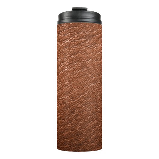 Kleding van leder en bruin thermosbeker (Voorkant)