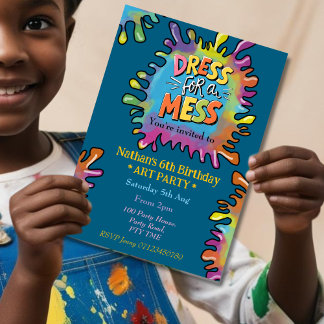 Kleding voor een puinhoop kinder kunstfeest kaart